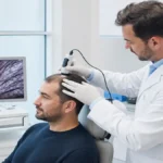 Consulta médica para valorar un injerto capilar en un paciente con hipotiroidismo en Córdoba