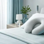Habitación tranquila con almohada y cojín cervical preparados para dormir después de un injerto capilar en Córdoba