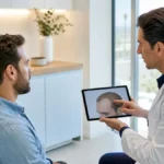 Consulta médica sobre diseño de primera línea natural para injerto capilar en Córdoba